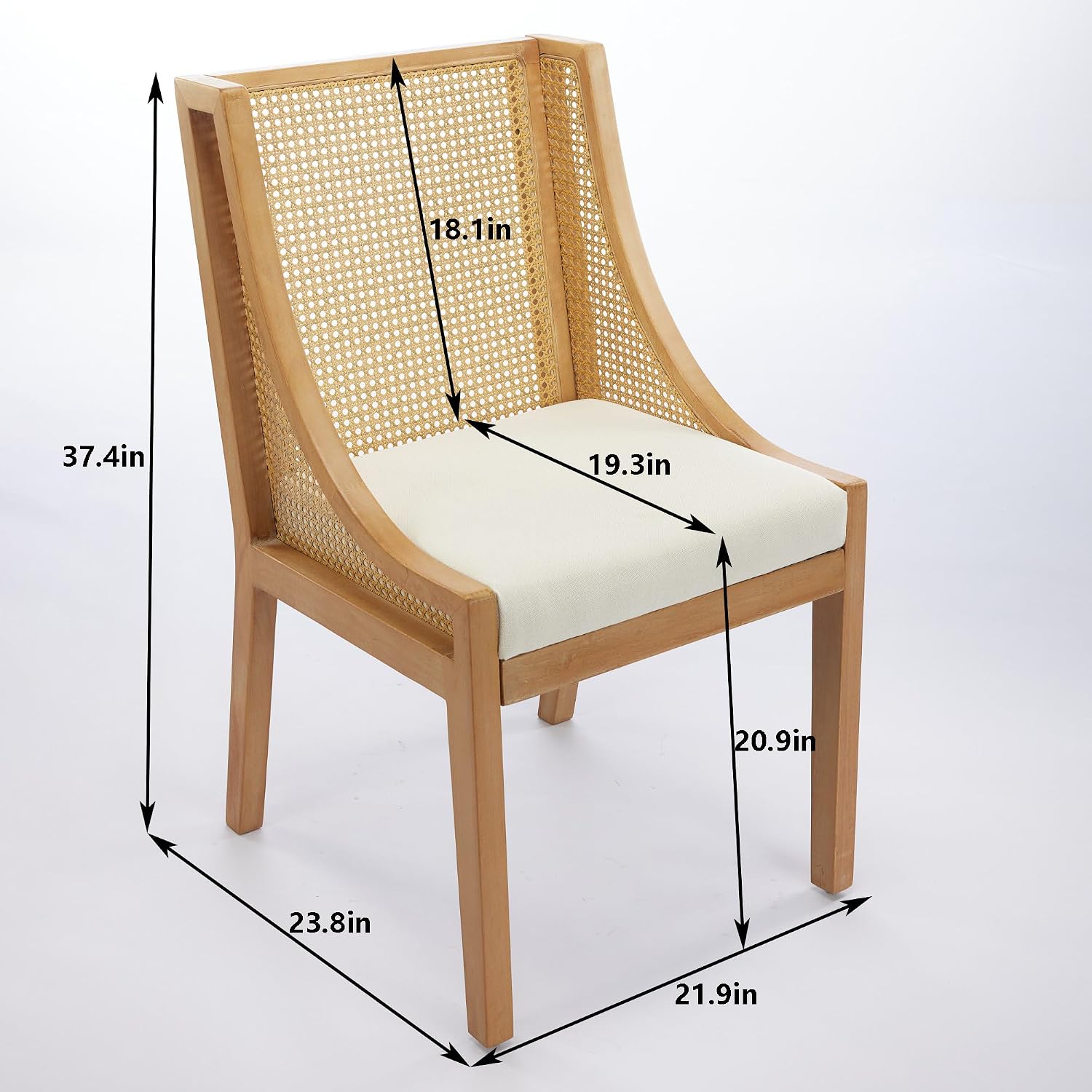 Beige Rattan Mid-Century Dining Chairs