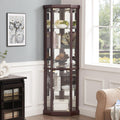 Dark Cherry Lighted Corner Display Cabinet