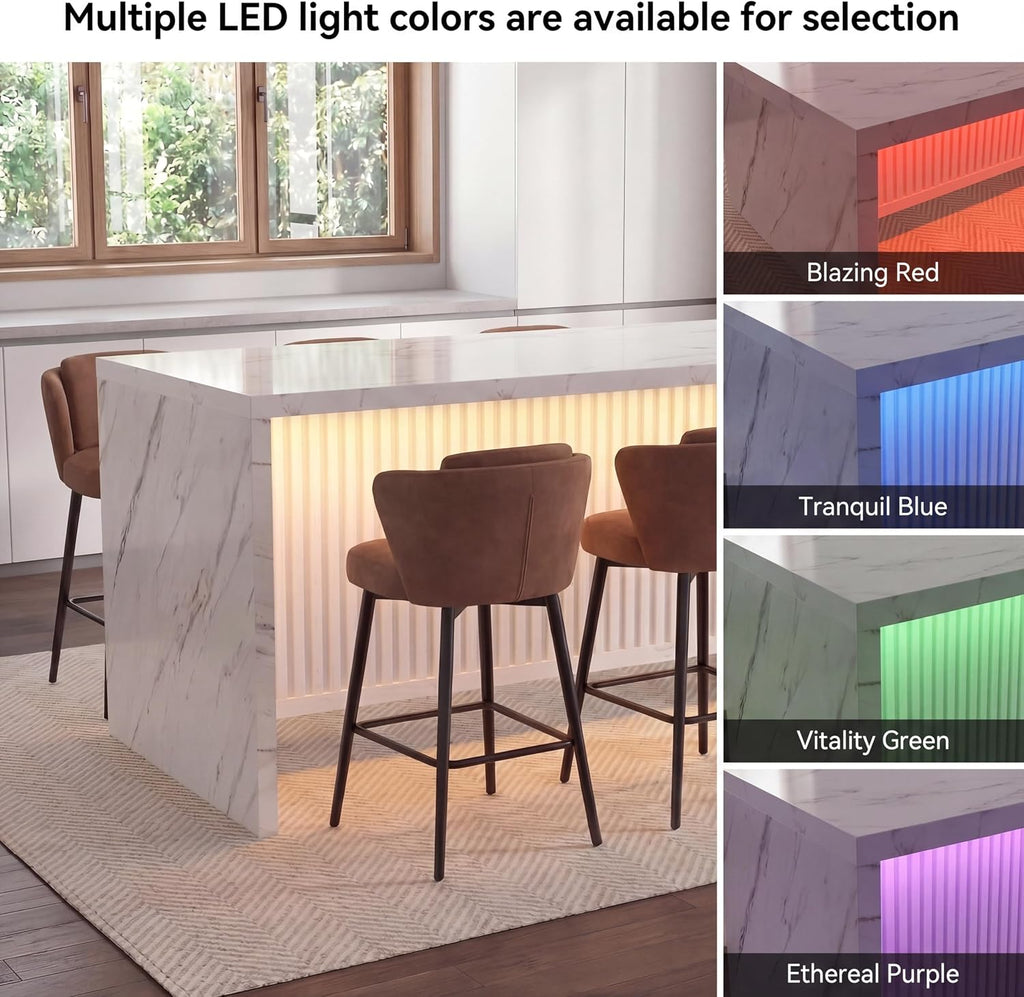 White LED Marble Kitchen Island Table
