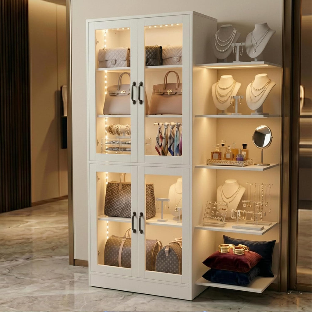 White LED Glass Display Cabinet