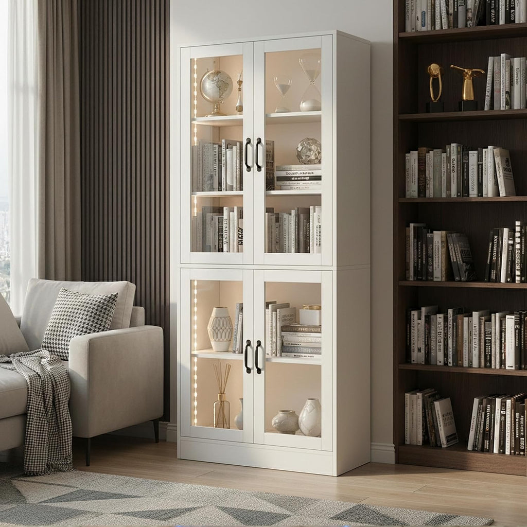 White LED Glass Display Cabinet
