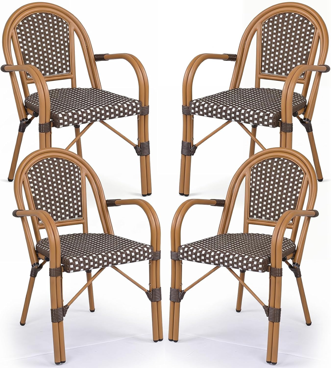 French Wicker Outdoor Bistro Armchairs