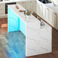 70.9" LED Faux Marble Dining Bar Table with USB Ports
