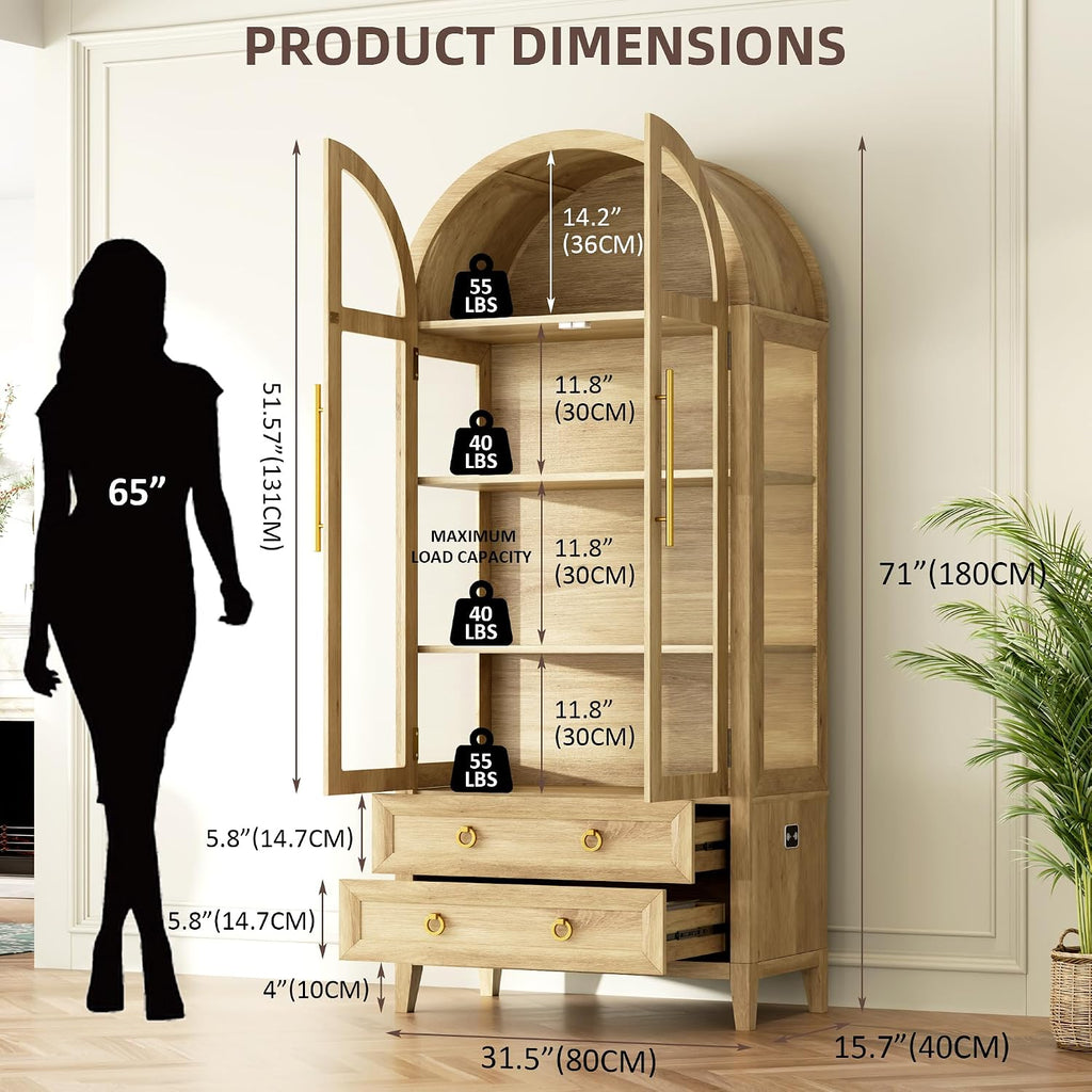 Wood Arched LED Display Cabinet