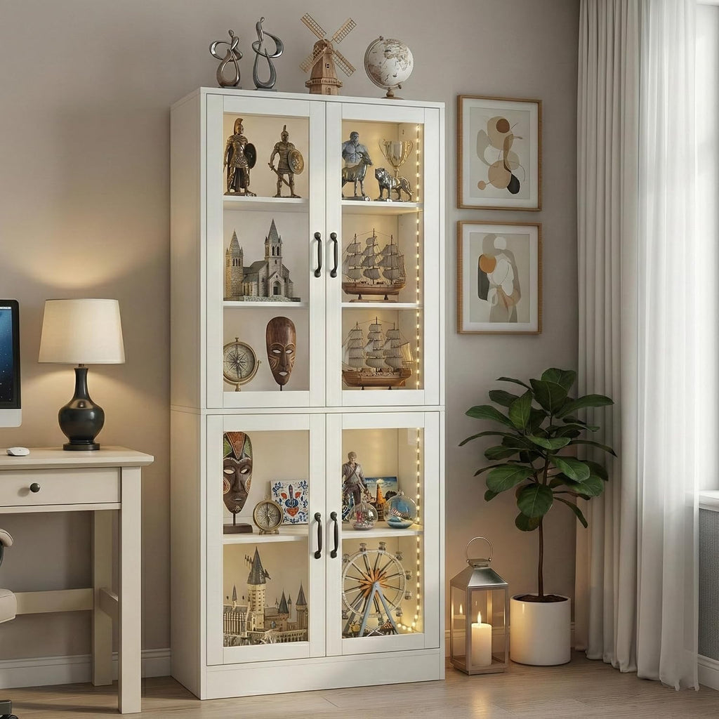 White LED Glass Display Cabinet