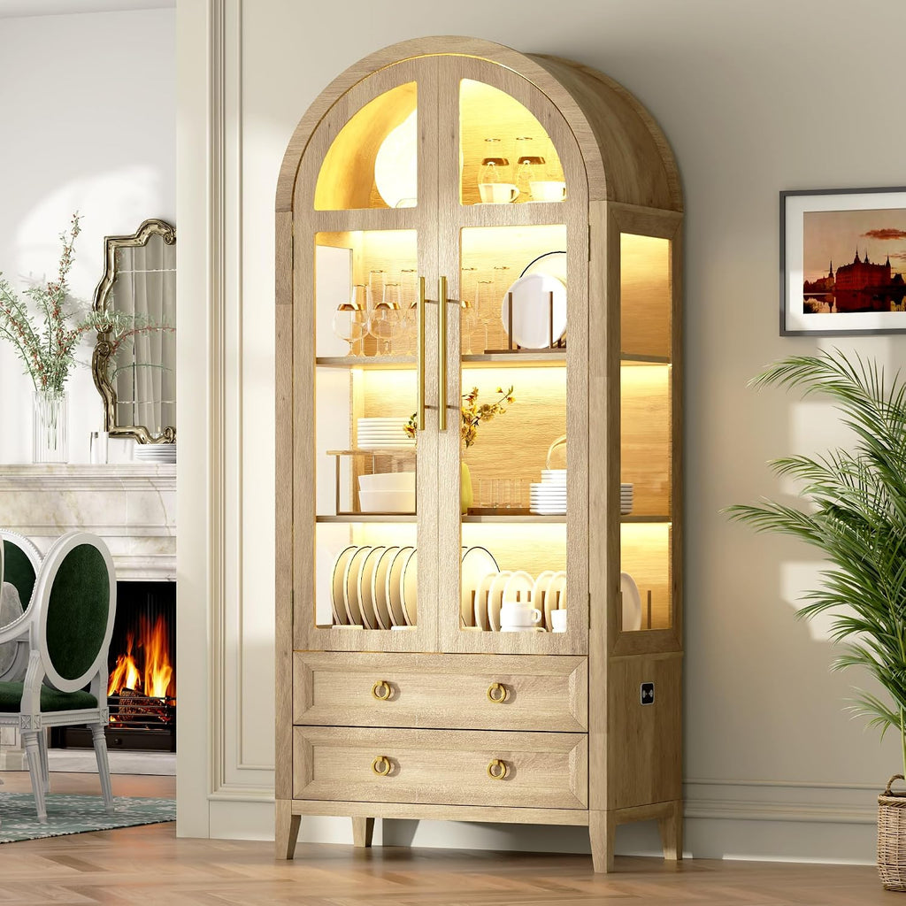 Wood Arched LED Display Cabinet