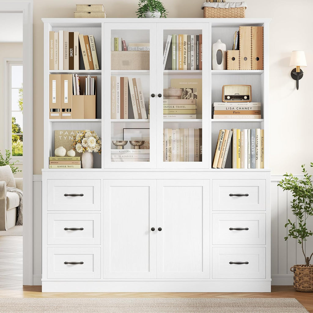 White Large Glass Pantry Cabinet