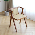Walnut Mid-Century Rattan Dining Armchair