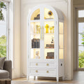 White Sensor LED Arched Display Cabinet