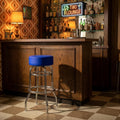 Blue Padded Swivel Bar Stool