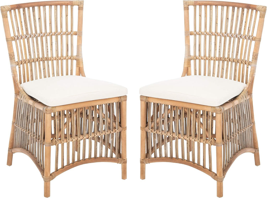 Grey White Wash Rattan Erika Accent Chair Set of 2