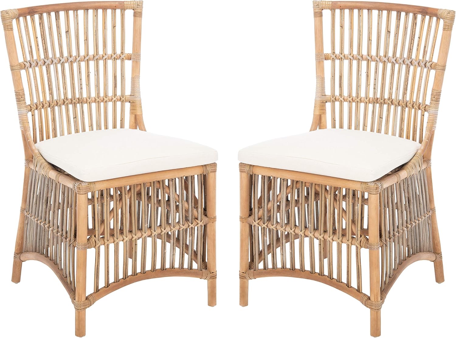 Grey White Wash Rattan Erika Accent Chair Set of 2