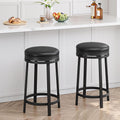 2 Black PU Leather Swivel Counter Stools