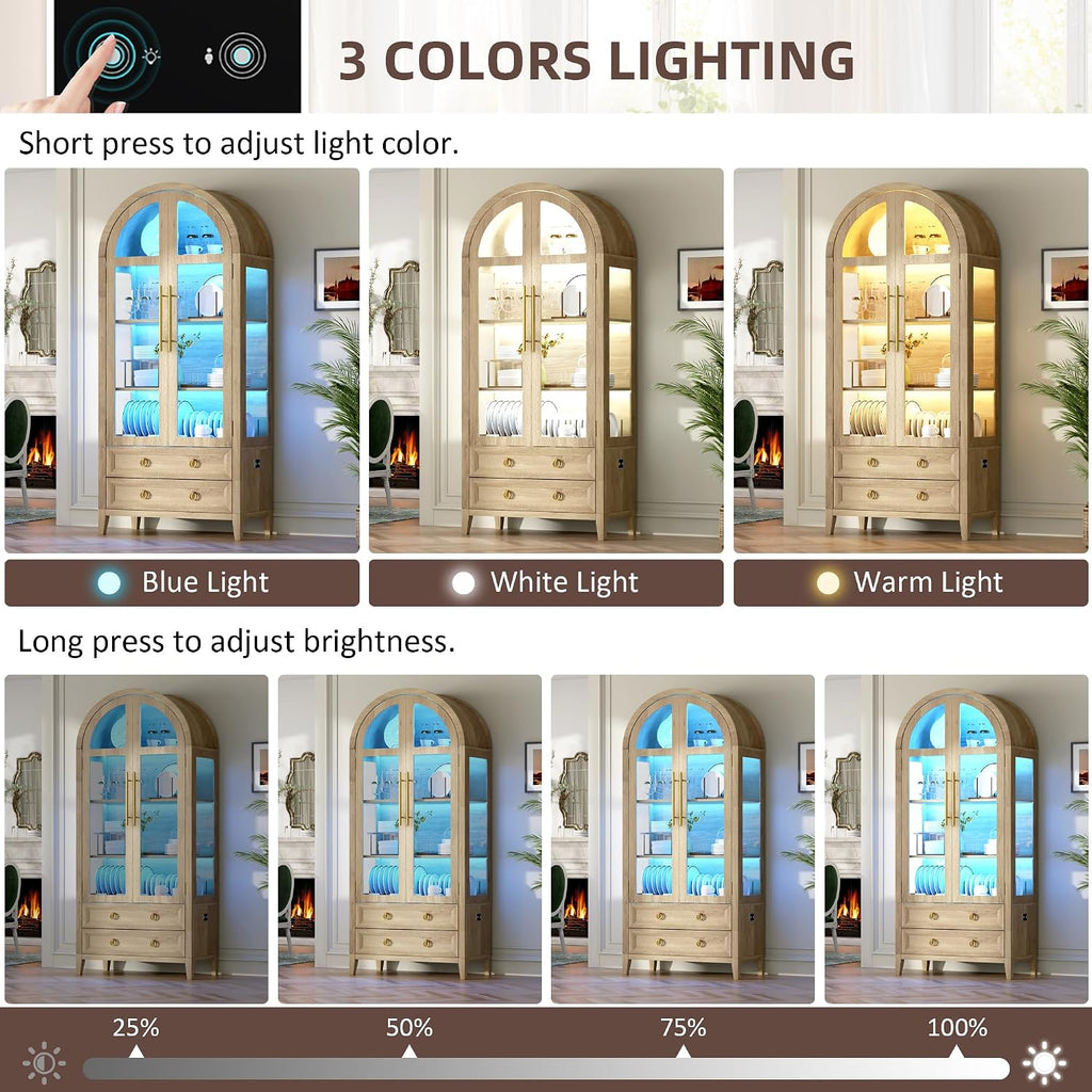 Wood Arched LED Display Cabinet