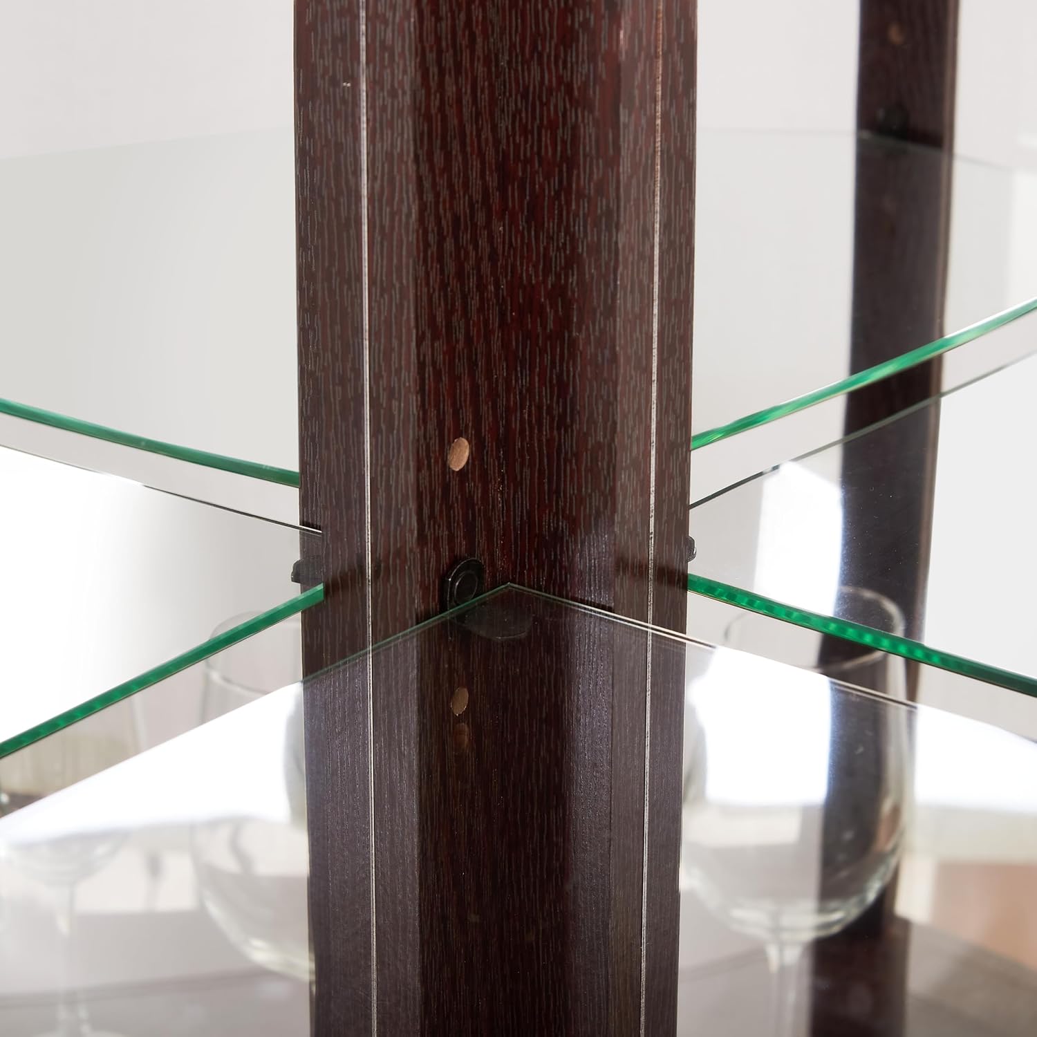 Dark Cherry Lighted Corner Display Cabinet