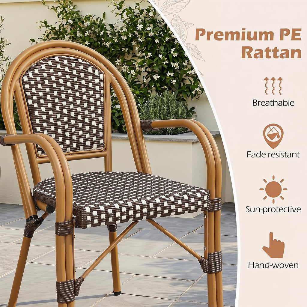 French Wicker Outdoor Bistro Armchairs