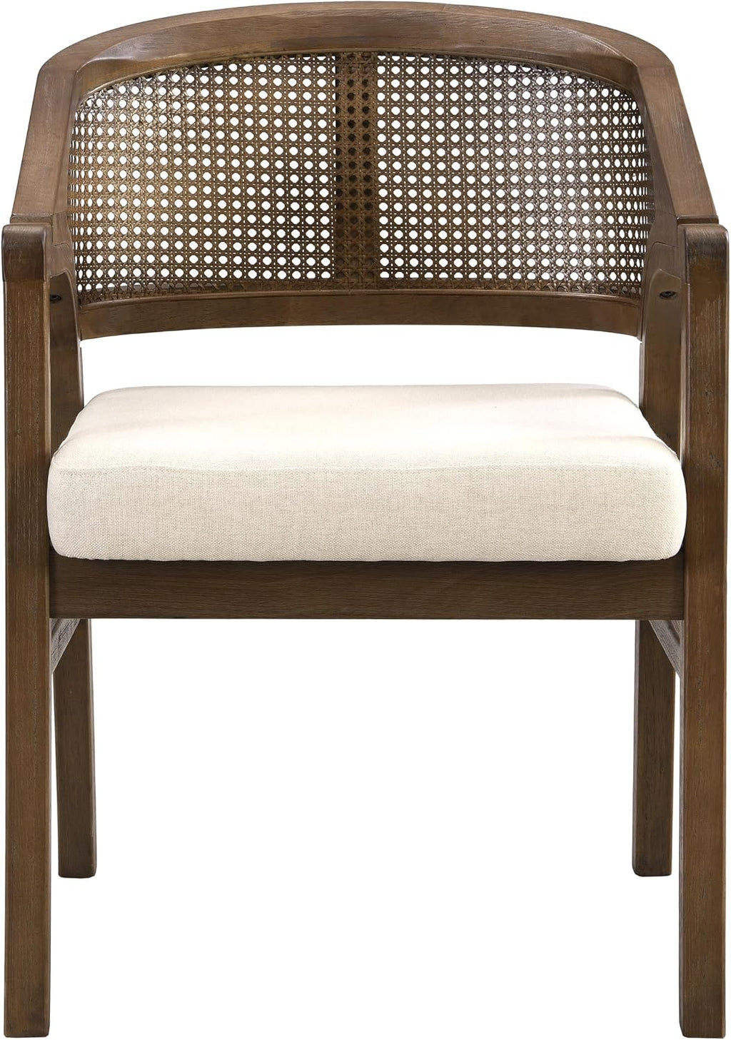 Walnut Beige Rattan Faritel Dining Chairs Set of 2