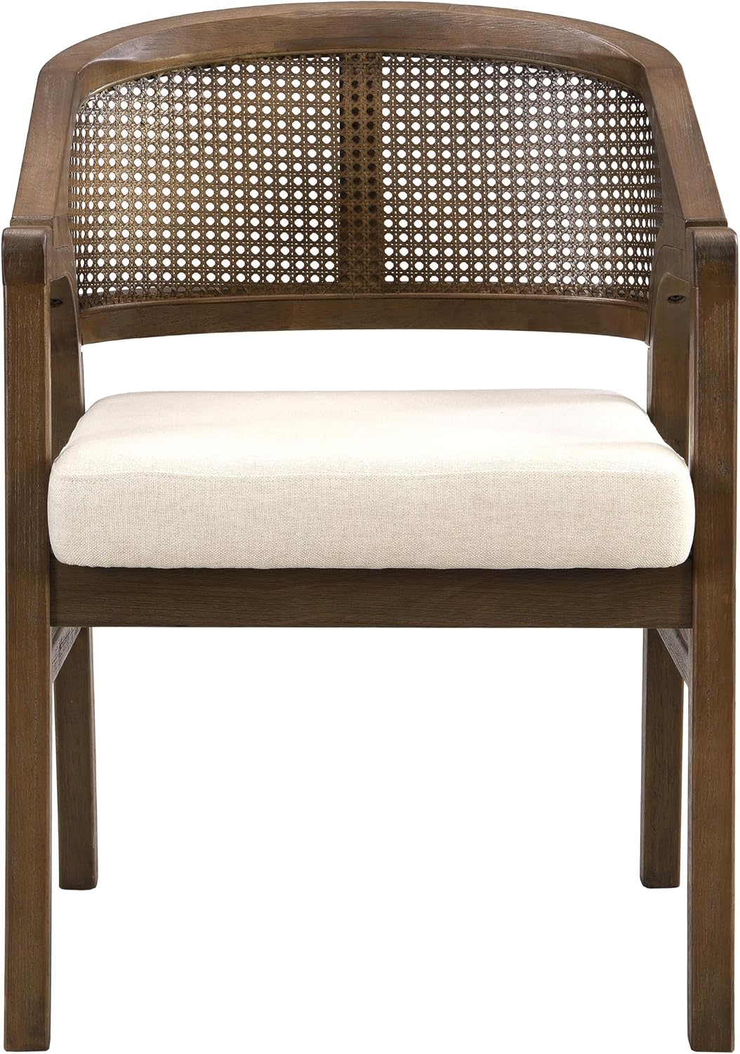 Walnut Beige Rattan Faritel Dining Chairs Set of 2