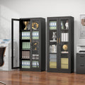 Black Lockable Metal Glass Display Cabinet