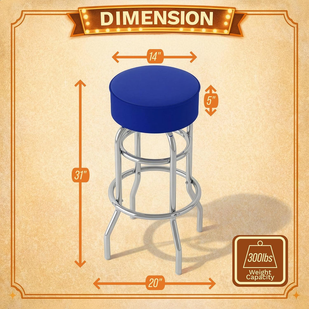 Blue Padded Swivel Bar Stool