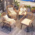 Beige All-Weather Rattan Dining Chairs Set of 4