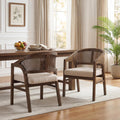 Walnut Beige Rattan Faritel Dining Chairs Set of 2