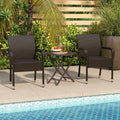 Brown Stackable Rattan Patio Armchairs Set of 2