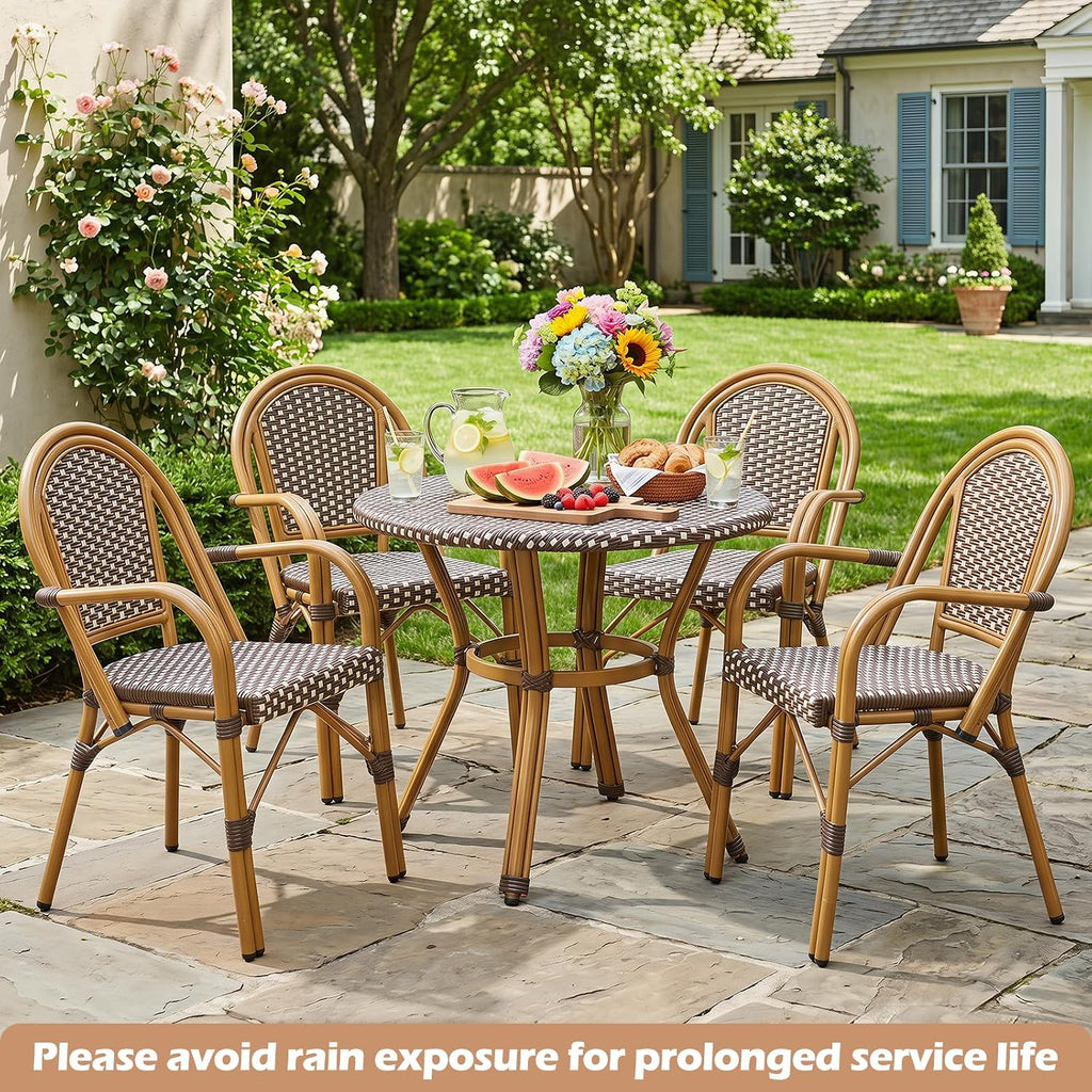 French Wicker Outdoor Bistro Armchairs